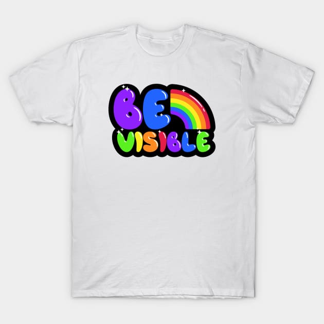 Be Visible Pride LGBTQ Gay LGBT Ally Rainbow Flag Vintage T-Shirt by az_Designs